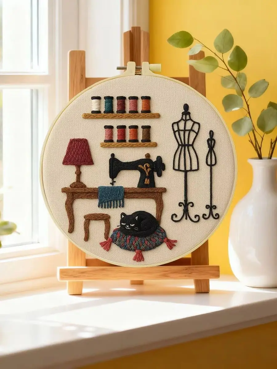 1 Stück 20X20CM/15X15CM 7,87/6,3 Zoll Stickerei-Starter-Kit für Schneidereien DIY-Kit DIY-Stickerei-Set Handarbeiten Nadelkunst – Detail 6
