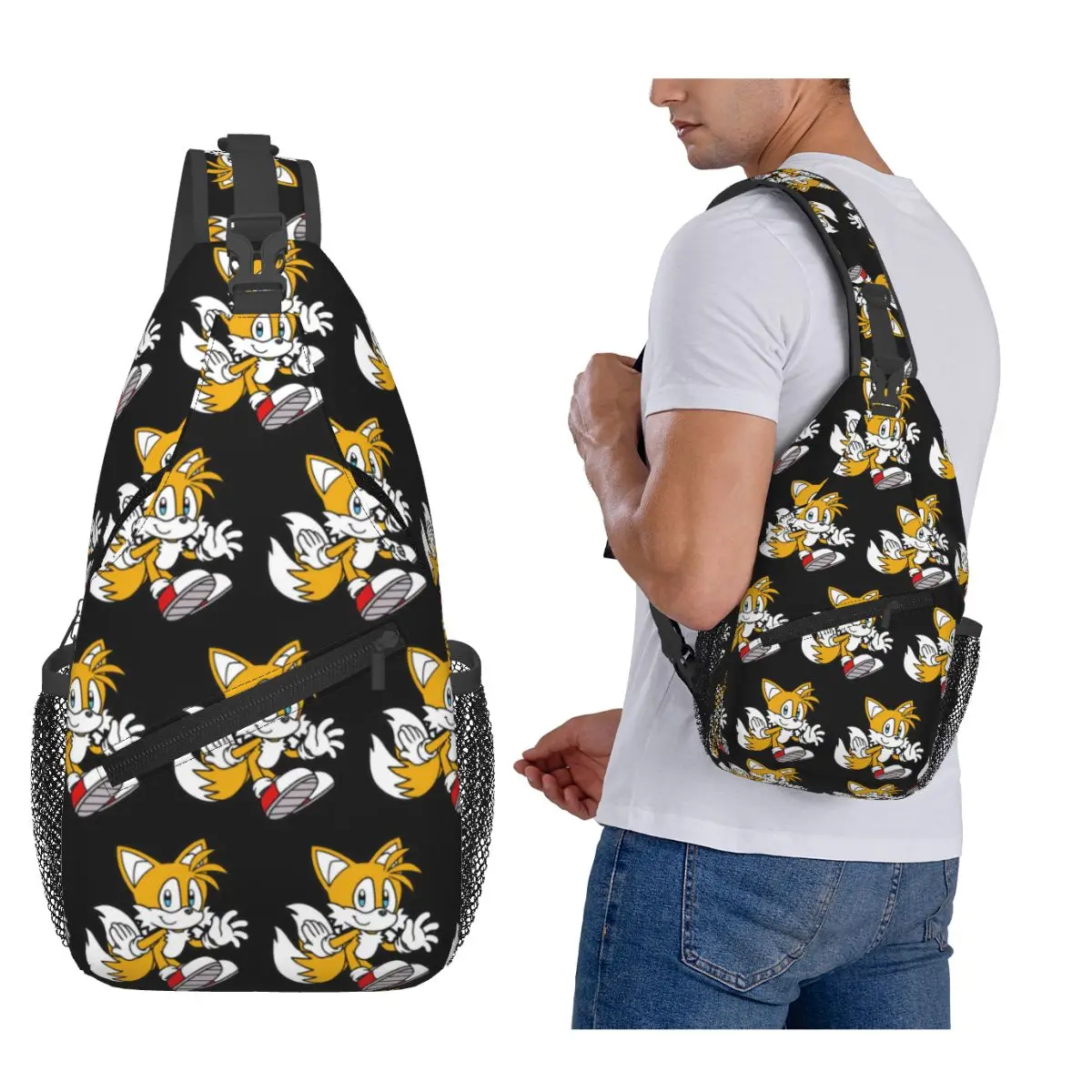 

Miles Tails Prower Chest Bag Men Sling Crossbody Backpack Chest Bag Traveling Hiking Daypack Shoulder Bag