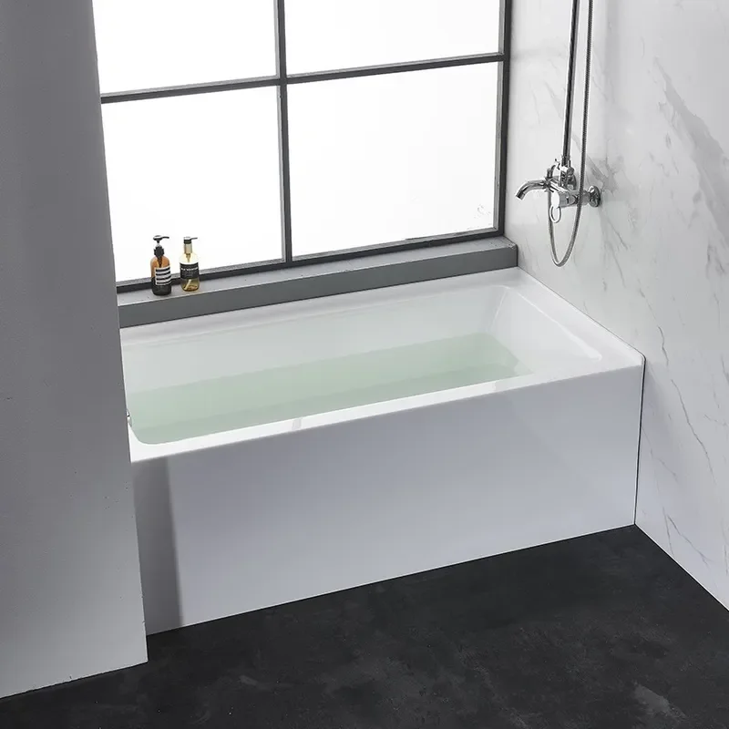 for Foshan Acrylic One-Piece Bathtub with Single-Sided Skirt Independent Tub 3 Sides Water Retention for North American