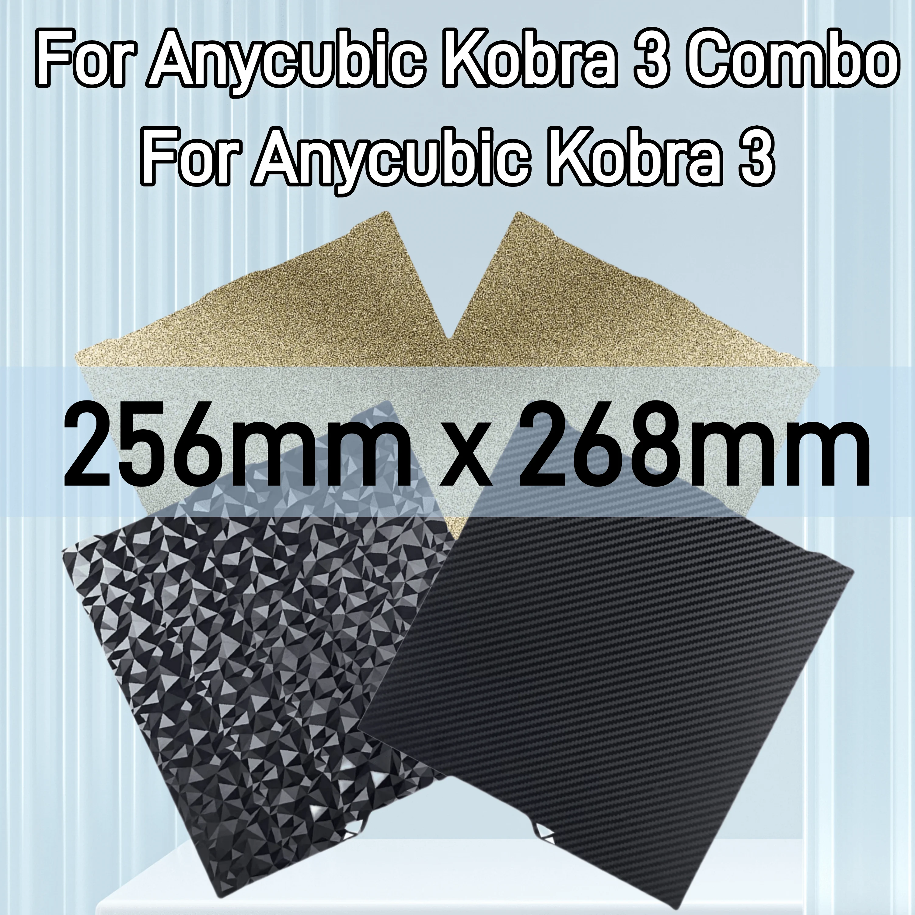 

Для Anycubic Kobra 3 Combo Build Plate 256x268 Пружинный стальной лист PEO PET PEY Sheet Двусторонняя сборная пластина Anycubic Kobra 3