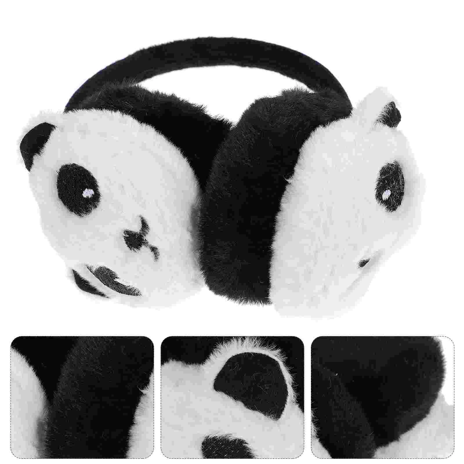 Panda Aquecedores de Pelúcia Capas de Inverno Orelhas de Animal Tiara Unissex 3D Universal