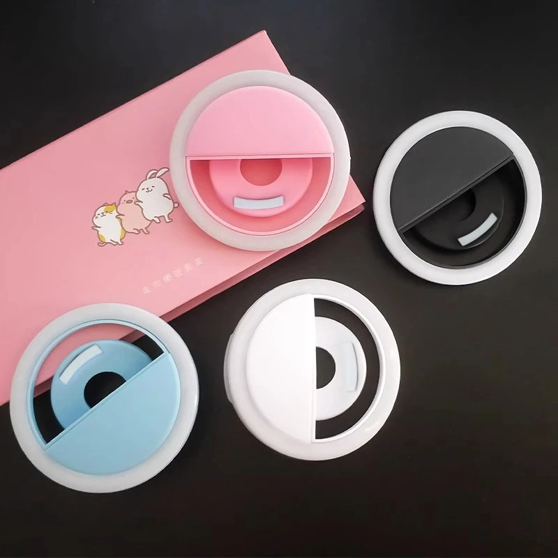 Mobile phone fill light spot portable tri-colour temperature selfie light beauty light circular rechargeable model clip