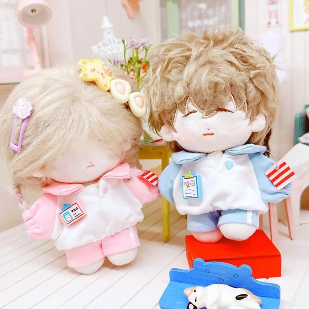 10cm Doll Clothes Gift Playing House Blue Pink T-shirt Pants Set Photo Prop Cosplay Doll Crawling Suit Cotton Stuffed Doll