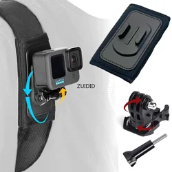 Monte Alça de Ombro para GoPro Hero, 360 ° Girar Fivela, Mochila Quick Release, Acessório Câmera, 12, 11, 9, 8, 7, 5, Dji, Ação 2