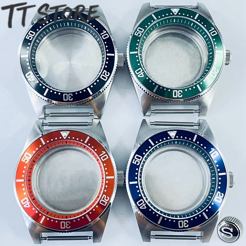 40mm Silver Stainless Steel Watch Case Compatible with NH34 NH35 NH36 NH38 NH70 NH72 Movements Black Blue Green Orange Ring