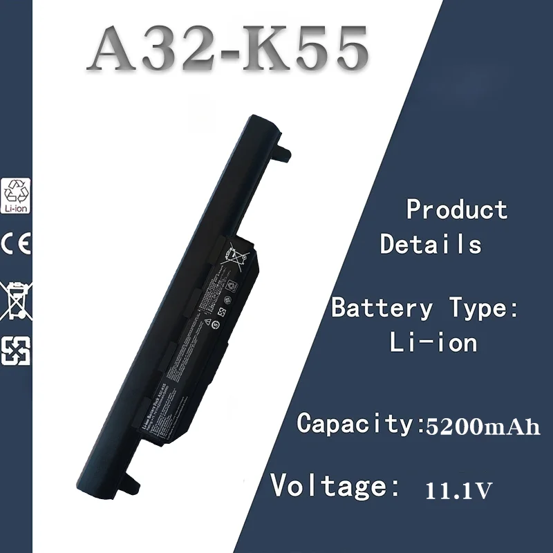 Pengganti Baterai Laptop Kapasitas Tinggi 11.1V 5200mAh 6 Sel untuk ASUS A32-K55 X45VD X55VD K45V K55A K55D K75V