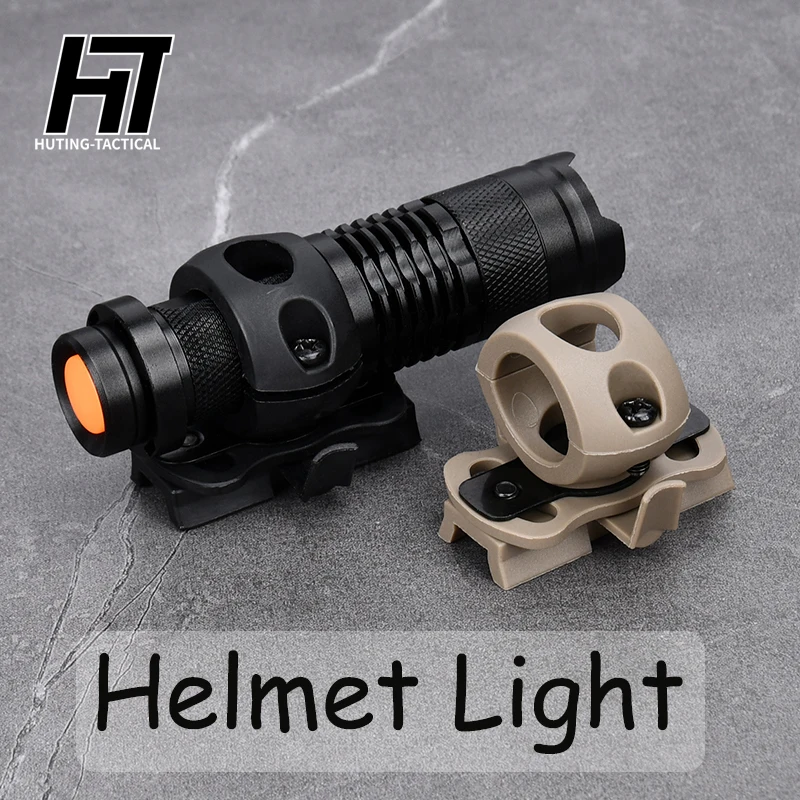 

Telescopic Zoom Fast Helmet Light 100Lumens Hunting Helmet Lamp Strobe LED Mini Scout Light Hat Clamp Holder Camping