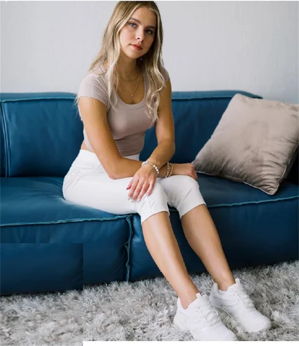 Imagen 2 del producto Pantalones capris elásticos para mujer, cintura elástica, cómodos, ajustados, recortados, pantalones vaqueros con botones delanteros, informales, transpirables