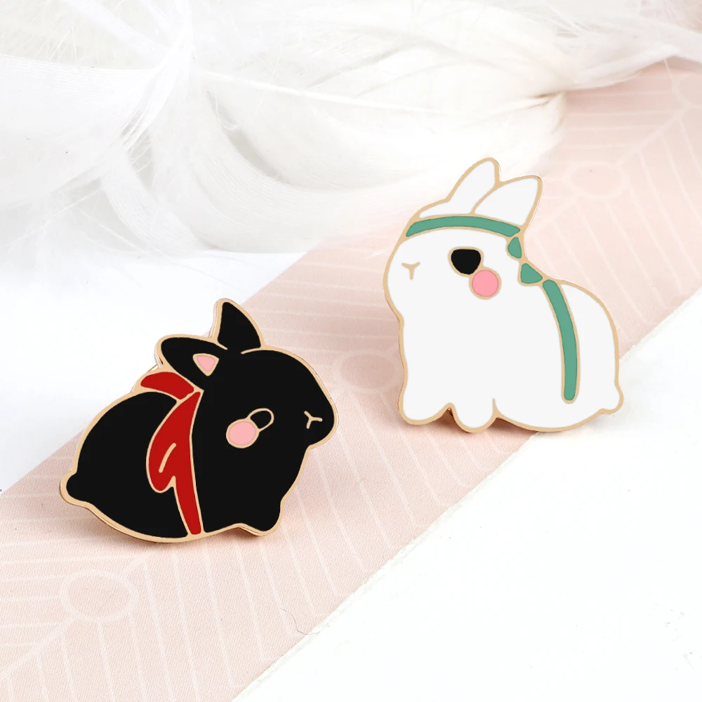 Animal Evil Rabbit Enamel Pins Cute Cartoon Bunny Brooches for Kids Girls Cool Feminist Backpack Lapel Badge Metal Jewelry Gifts