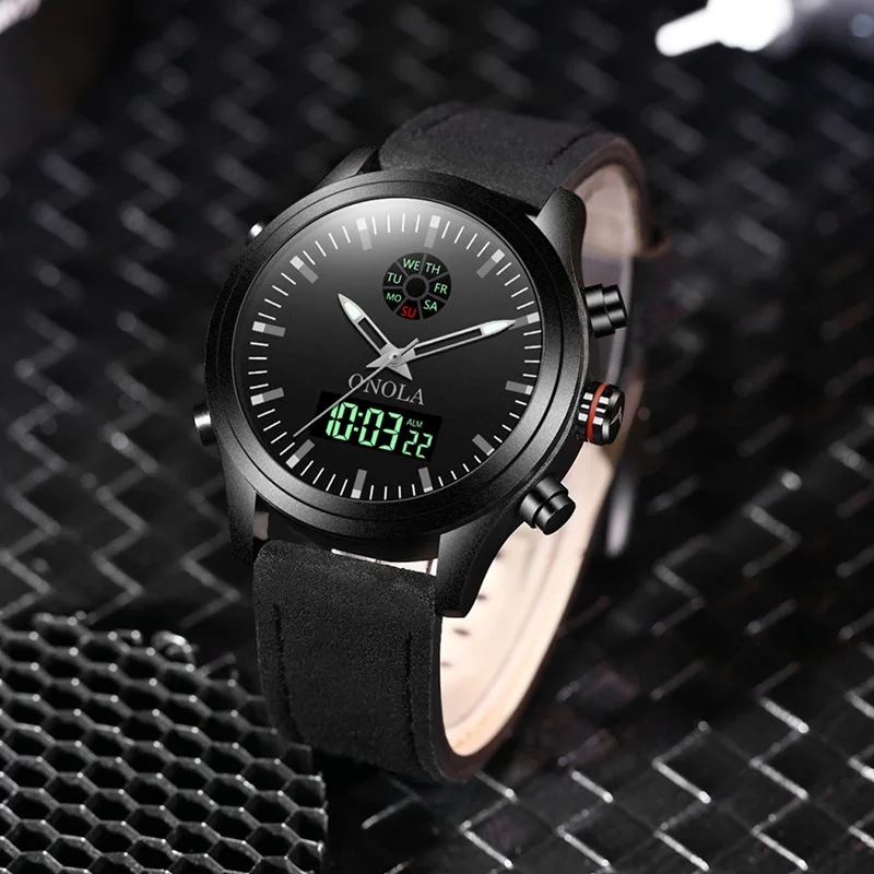 Fashion Sports Watch for Men Dual Display Digital Quartz Wristwatches Luminous Waterproof Male Clock with Box Relogio Masculino