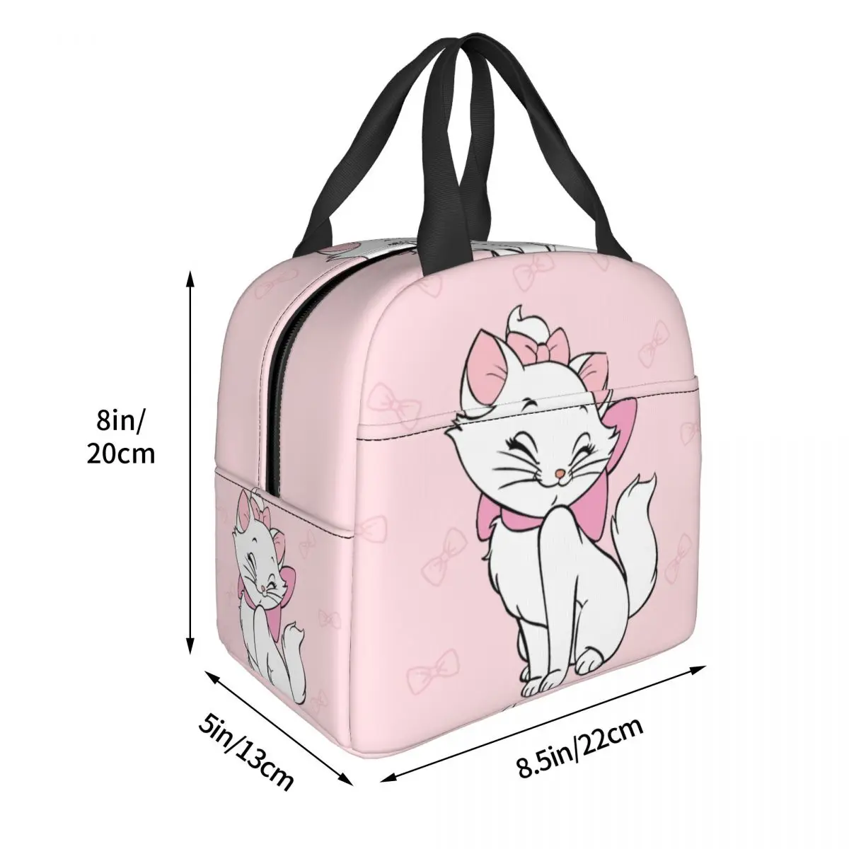 Aristocats Pink Marie Cat Insulated Lunch Bag High Capacity Meal Container Thermal Bag Tote Lunch Box Work Picnic Bento Pouch