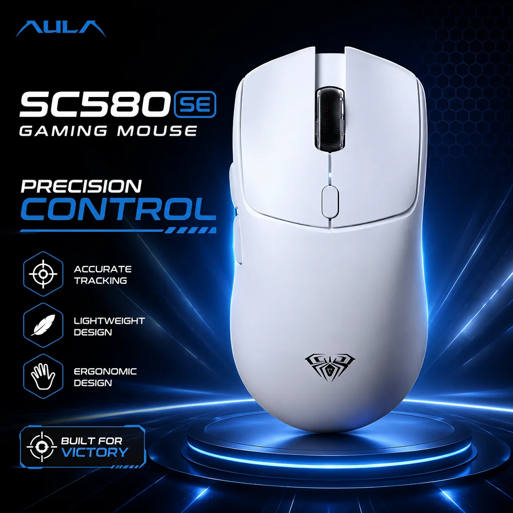 AULA SC580 SE Wireless Gaming Mouse with Charging Base – 10000 DPI, PAW3311 Sensor, Bluetooth/2.4G, for Laptop & PC Gamers