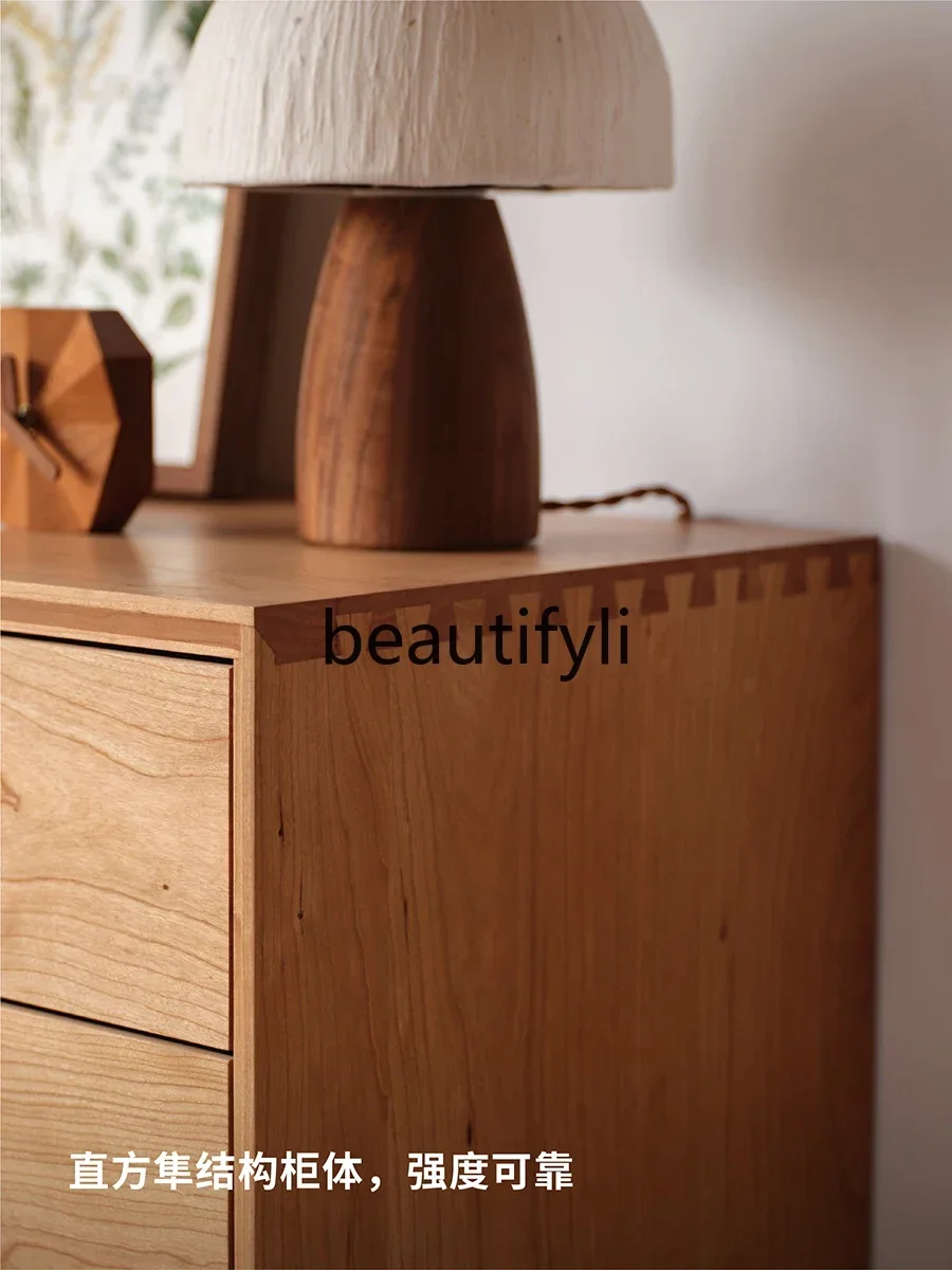

Solid wood North American cherry wood storage cabinet against the wall locker living room partition drawer cabinet D96