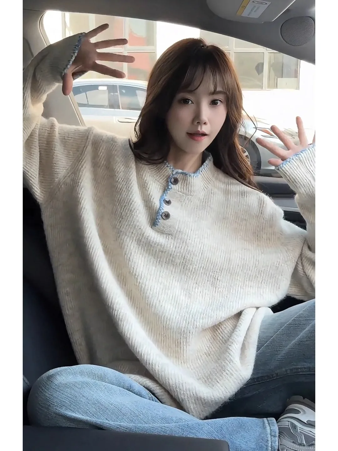 

Khaki Knitted Long Sve Sweatirt Men's American Henry Collar T-irt Cleanfit Inner Woolen Sweater Hand-sewn Line Casual ...