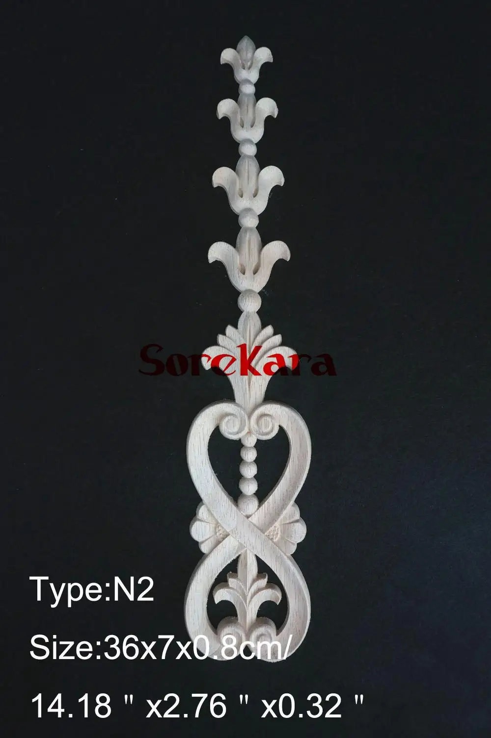 N2 -36x7x0.8cm Wood Carved Long Onlay Applique Unpainted Frame Door Decal Working carpenter Decoration