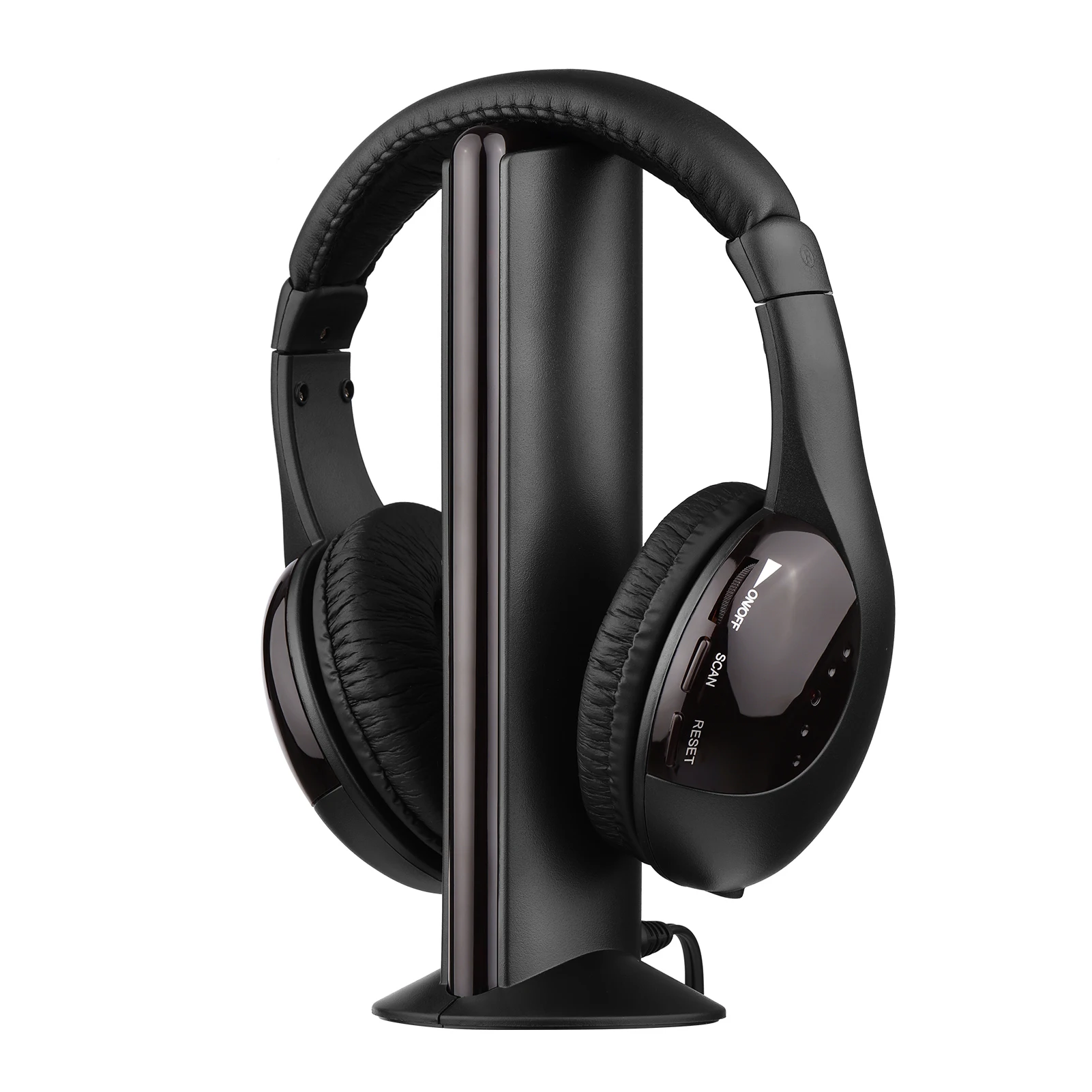 5-in-1 Wireless Headset FM Hi-Fi Wireless Headphone Emitter & Receiver Set FM Radio Cordless Headphone Wired Headset Microphone