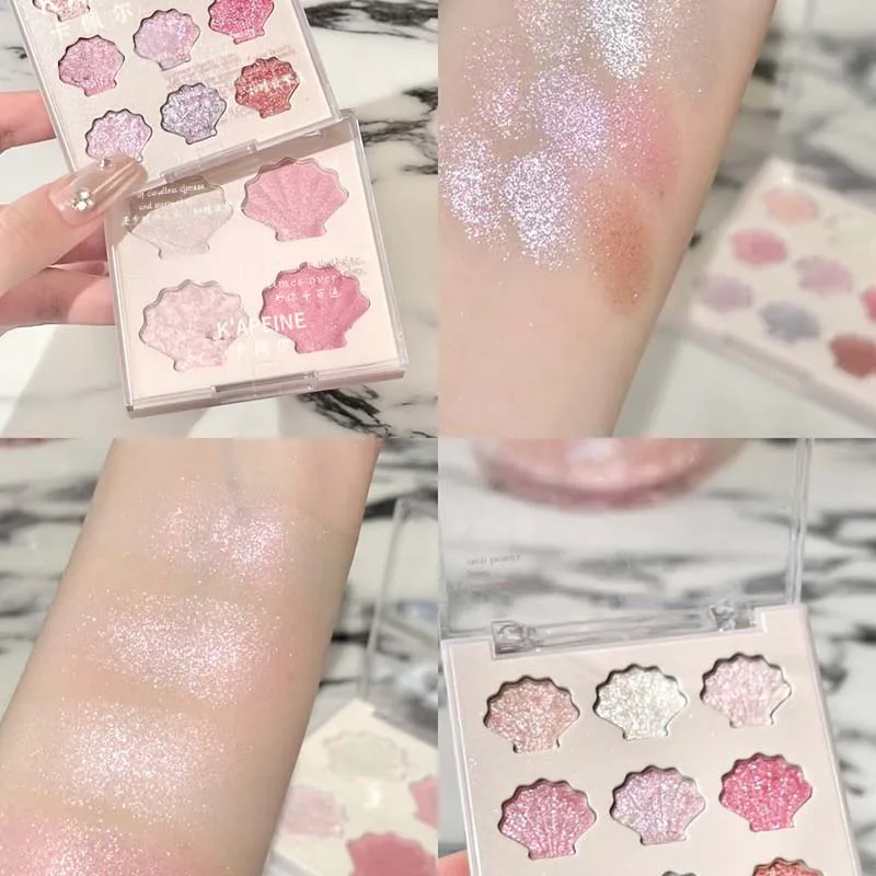 Multicolor Shell Eyeshadow Palette with Fine Glitter Pearlescent Finish Silky Smooth Texture Easy to Blend for Eye Makup