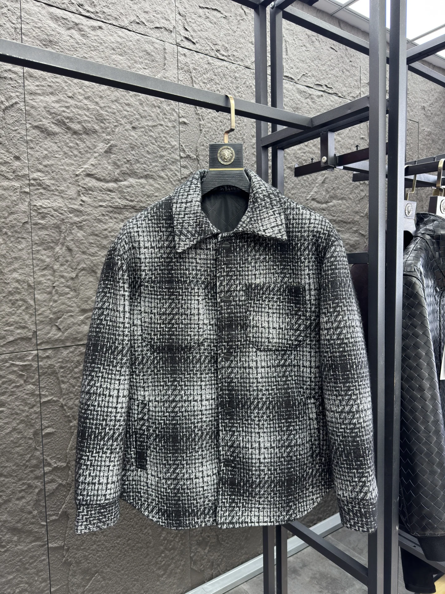 معطف صوفي من Thiened كاجوال منقوش مريح دافئ مبطن من القطن للرجال معطف طويل بطول الوقوف من Faion Urban Sle