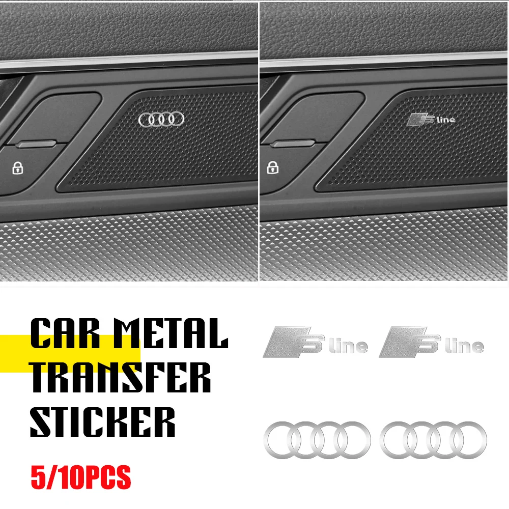 5/10PCS Car Sticker Aluminum Badge Decoration Styling For Audi Sline A3 A4 A5 A6 Q5 A1 Q7 Q3 S Q8 TT RS quattro Auto Accessories