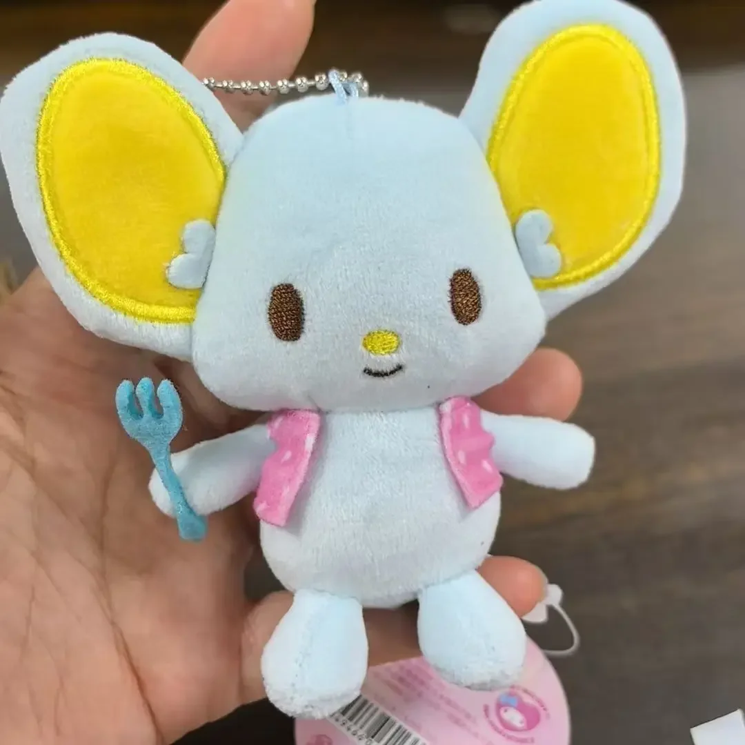 Kawaii Flandre tenant fourchette porte-clés en peluche doux en peluche pour sacs à dos charme ornement mignon Rat poupée sac charme accessoire