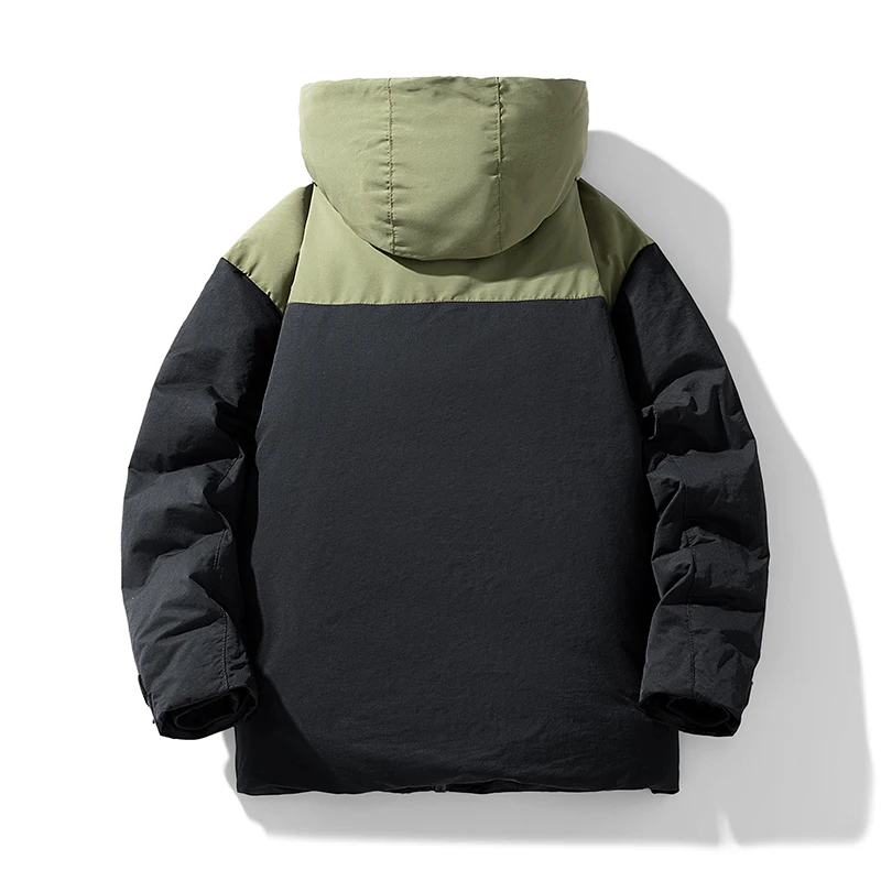 الرجال أسفل سترة الشتاء مقنعين زوجين ملابس خارجية فضفاضة بطة أسفل الدافئة للماء عارضة المشي لمسافات طويلة الجبلية سلسلة معطف #6