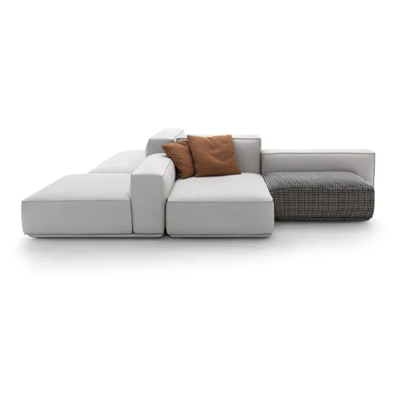 

Nordic fashion light luxury tofu block minimalist module combination designer home living room down corner fabric sofa