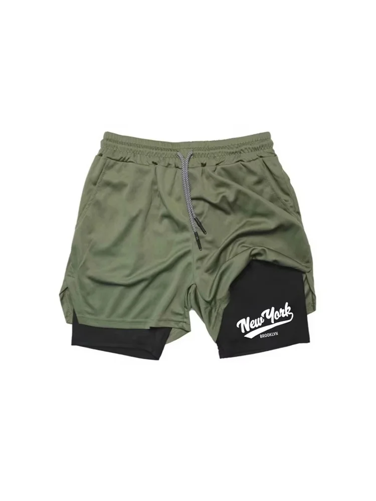 Men's Multi-Pocket Shorts Fitness Sports Shorts Casual Beach Workout Lined Tight Shorts Daily Style Mesh Running Shorts DF0022
