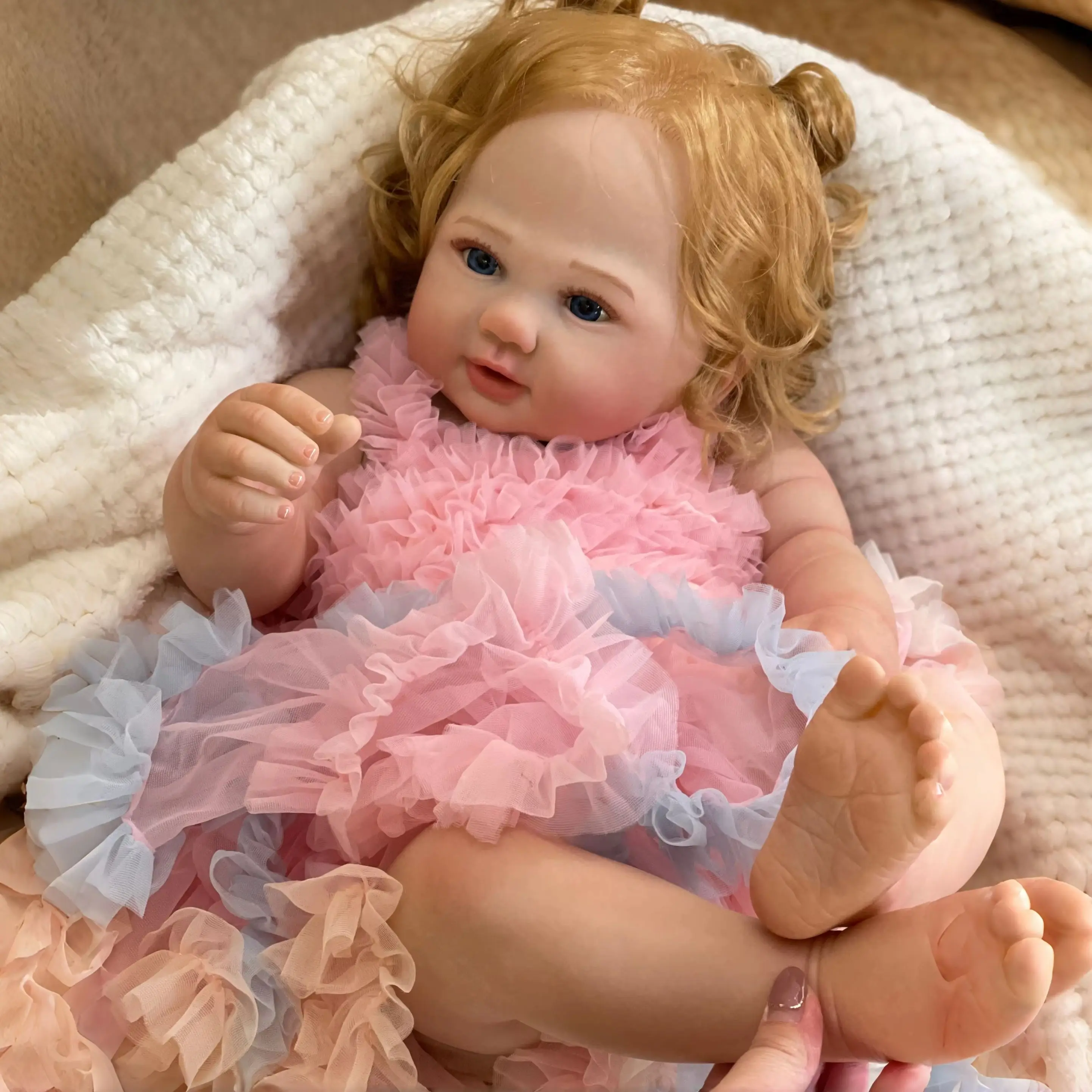 26 Inch Collectible Doll with High-Grade Hand Painting, Soft Cloth Body, Rooted Curly Hair, Large Eyes,  Ideal for Collection &