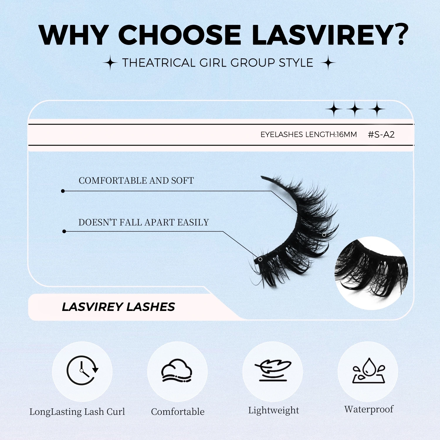 Lasvirey Faux cils œil de chat 5D, volume moelleux, naturels, moelleux, extension complète, maquillage