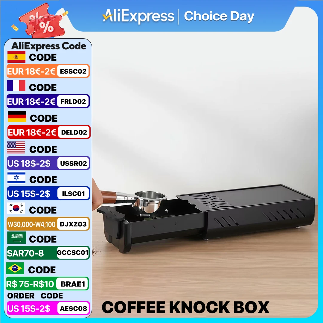 Mini Coffee Knock Box Drawer Type Stainless Steel Coffee Ground Knock Container Bucket Box With Rod For Barista