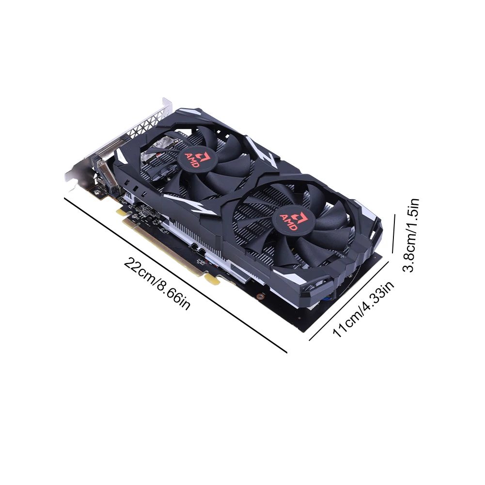 Placa gráfica RX580, 8GB, 2048SP, GDDR5, PCIE 3.0 com ventilador duplo, DP compatível com HDMI, DVI para escritório e jogos
