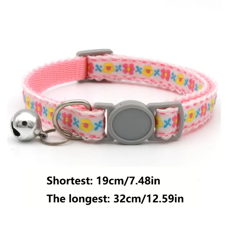 Pet flower pattern dog cat tie up collar safety buckle bell chrysanthemum collar