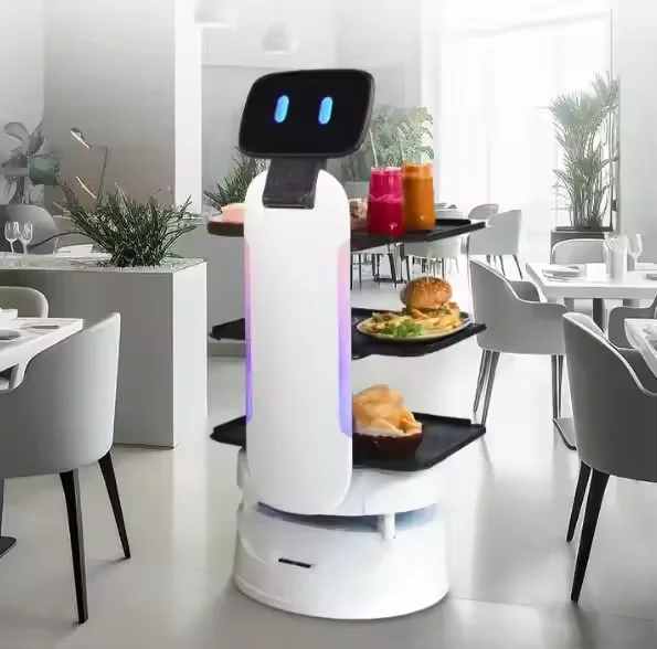 Autonomous Delivery Robot Laser Visual Navigation 40kg Payload IP43 Waterproof Auto Charge 10h Runtime for Restaurants Coffee