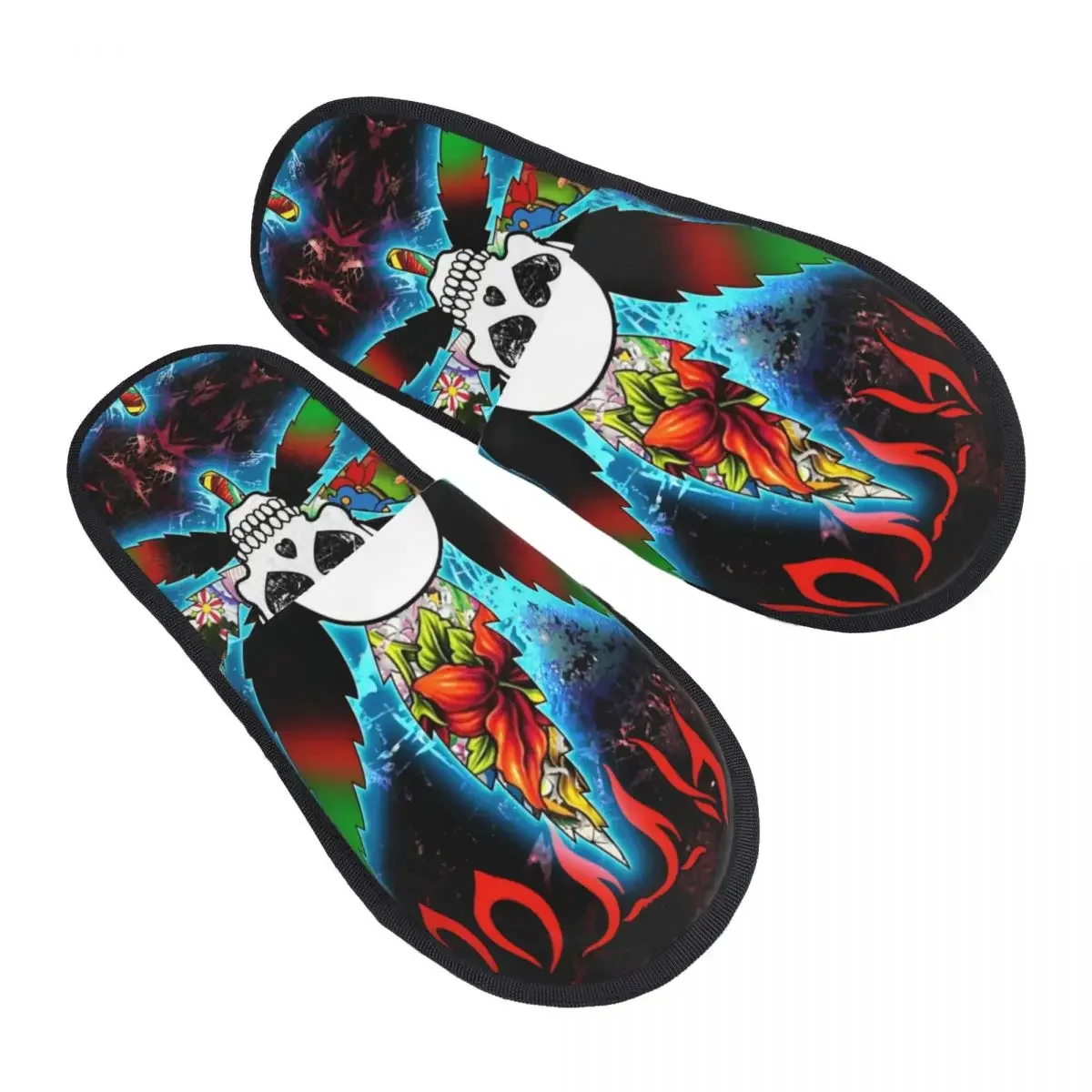 Skull Rasta Leaves Home Slippers Winter Warm Plush Slippers For Winter Soft