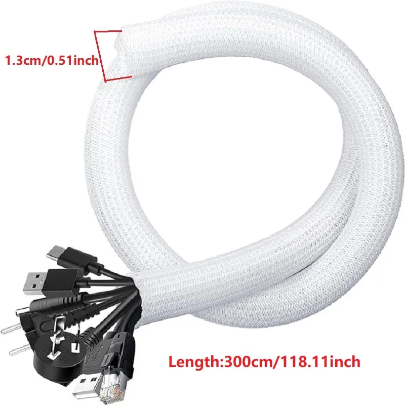 1M 3M 5M Gevlochten Kabel Mouw PET Nylon Wikkelen Kabel Behuizing Kabel Mouwen Draad voor Bureau PC TV Draad Protector Kabel Wrap Cover