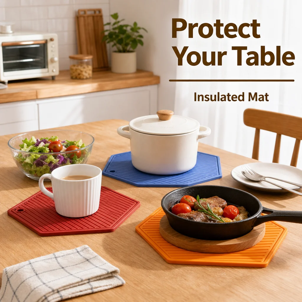 Hexagonal Silicone Trivet Mats Placemat Heat Resistant Pot Holders Non-slip Counter Mats for Home Kitchen Dining Table Mats