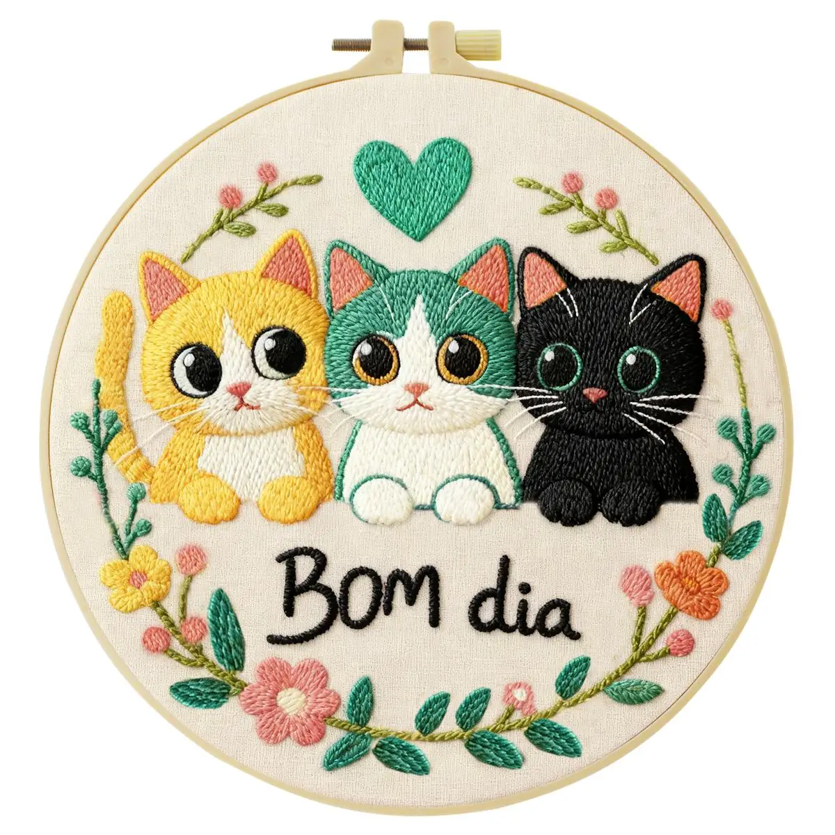1 Stück 20X20CM/15X15CM 7,87/6,3 Zoll Tier - Katzen Stickerei Starter-Kit DIY-Kit DIY-Stickerei-Set Handarbeiten Malerei – Detail 4