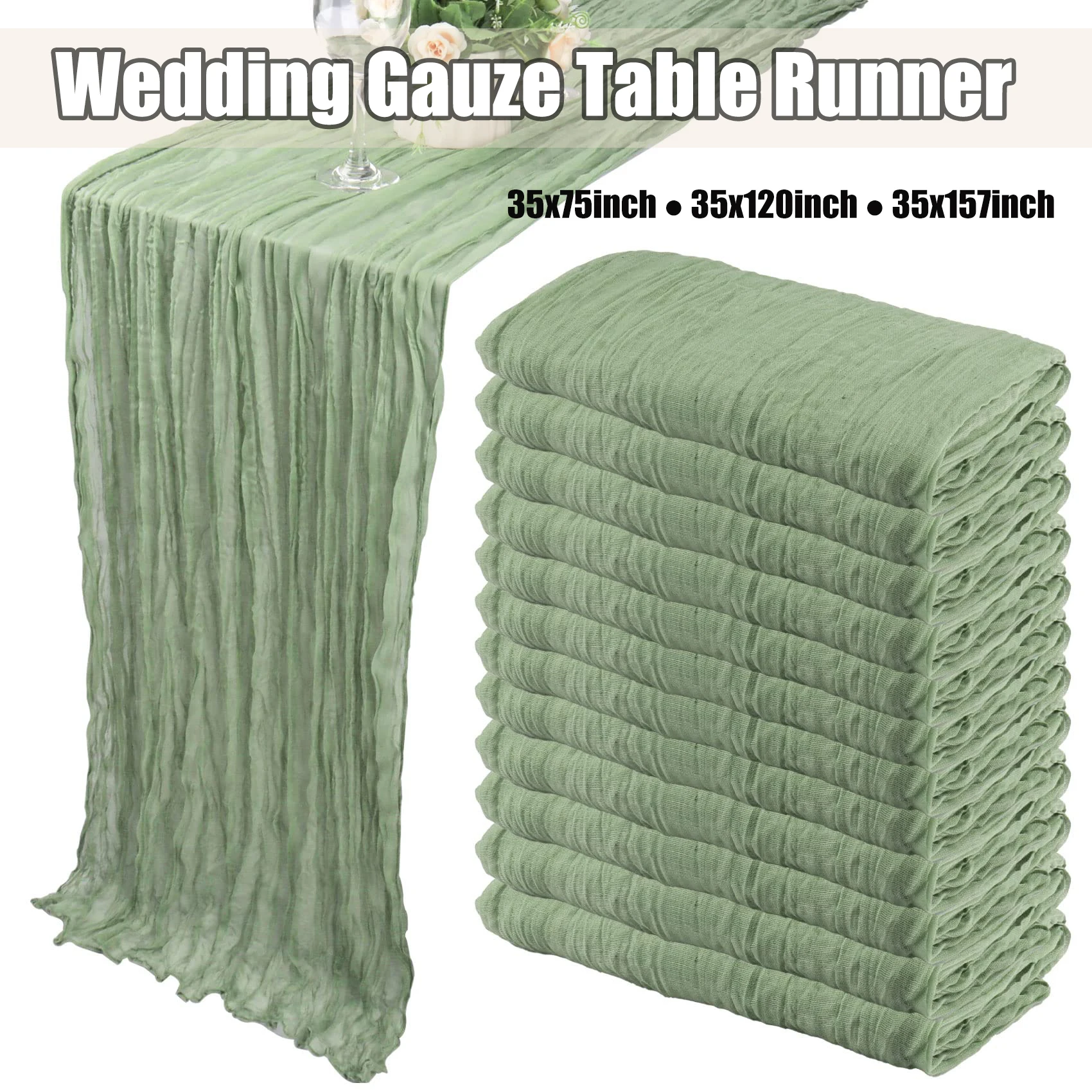 10-20Pcs Sage Green Table Runners Cotton Gauze Table Runner Bulk Rustic Cheesecloth Table Runner Boho Table Runner for Wedding