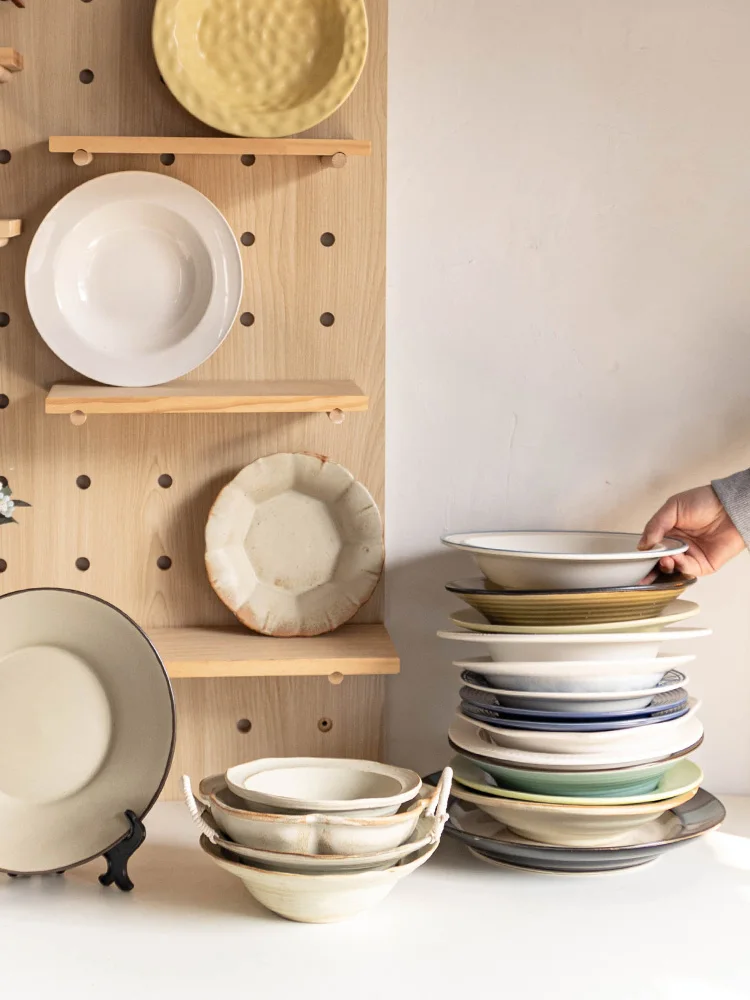 

Retro Sle Cerc St Hat Bowl Set High Aesthetic Value for Home Use Salad Bowl Dert Plate Pasta Di with Minor Defects