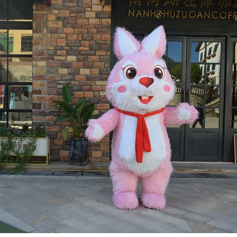 2m/2.6m Inflatable Rabbit Mascot Costume Parade Quality Birthday for Adult Animal Halloween Party No Battery