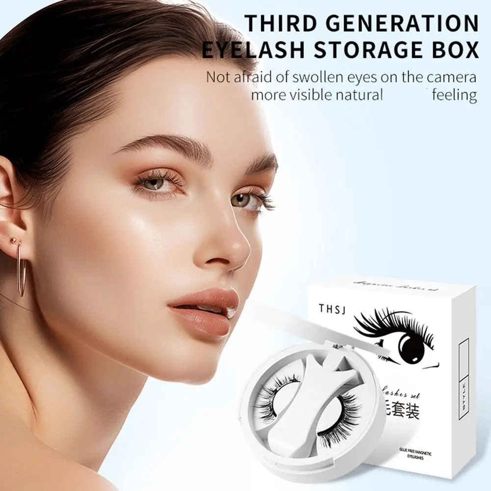 1 paar 3D magnetische valse wimpers herbruikbare lijmvrije magneet wimper met applicator doos uit één stuk eenvoudig aan te brengen wimperverlenging