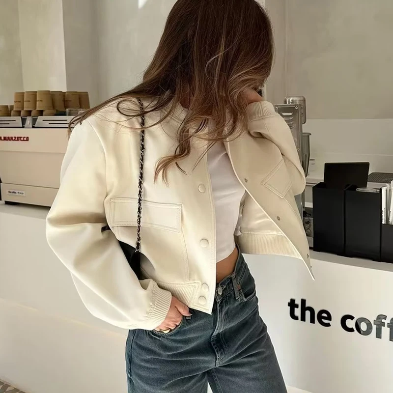 Suninheart 2023 Women Solid Bomber Jacket Sets Autumn Long Sleeve Coats And Half Shorts Set Streetwear Female Coat Winter