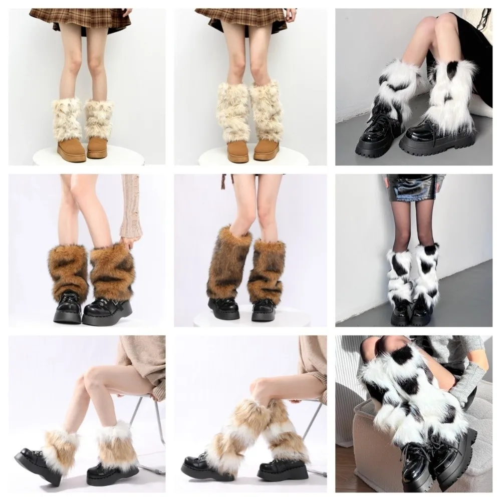 

Грелки из искусственного меха, пушистые гетры, утолщенные чехлы для ног, длинные носки-трубы, теплые ботинки Лолиты в японском стиле, женские чехлы
