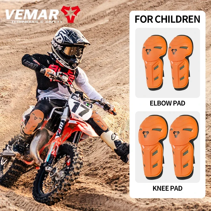 

VEMAR Child Motorcycle Anti-Fall Motocross Elbow Knee Pads Kids Motorbike Off-Road Dirt Bike Children Elbow Guard Knee Brace