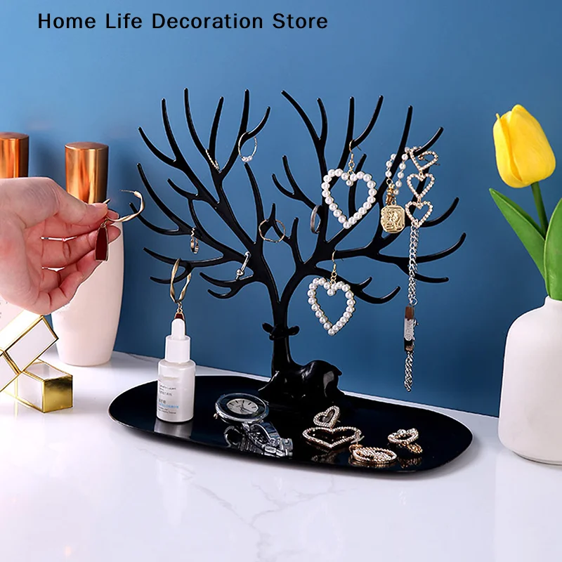 【TG】Jewelry Display Stand Tray Tree Storage Rack Earrings Necklace Ring Boxes Case Desktop Organizer Holder Make Up Decor