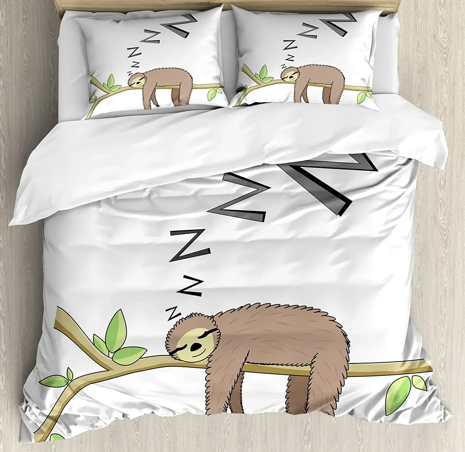 

Sloth Bedding Set For Bedroom Bed Home Arboreal Mammal Sleeping on Branch in Forest Lazy Duvet Cover Quilt Cover And Pillowcase