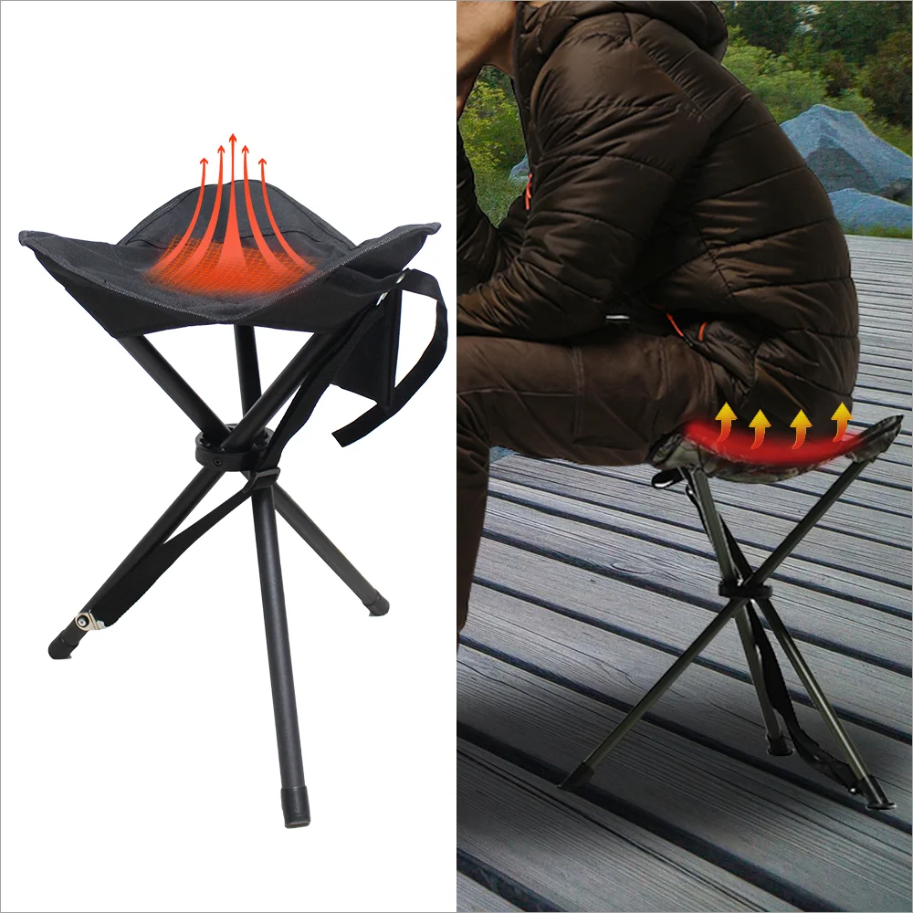 Portable Lightweight Folding Heated Fishing Chair Stool Camping Hiking Outdoor Equipment