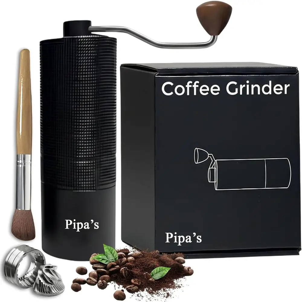 

Ручная кофемолка для кофейных зерен с щеткой (35 г) | Кофемолка из нержавеющей стали с регулируемой степенью помола для заваривания методом пуровер и френч-пресс