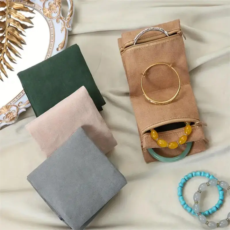

Travel Foldable Jewelry Organizer Zipper Delicate Clutch Bag Multiple Compartments High Capacity Travel Jewelry Storage Bags