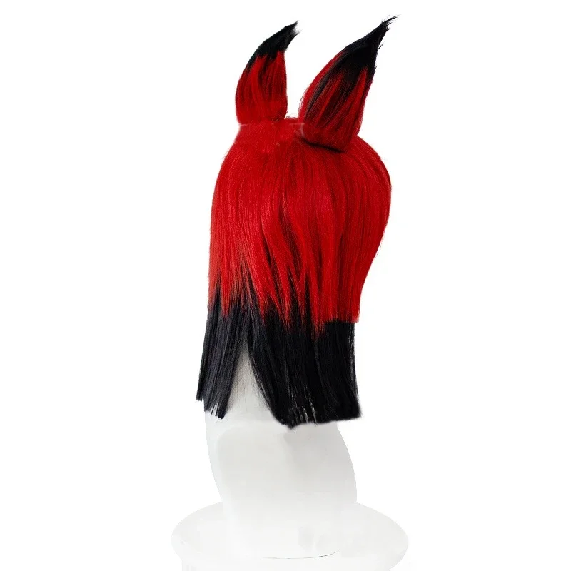Nuovo 2024 Anime Alastor parrucca Cosplay adulto Unisex rosso nero capelli corti Styling parrucche sintetiche resistenti al calore Cap Halloween Prop